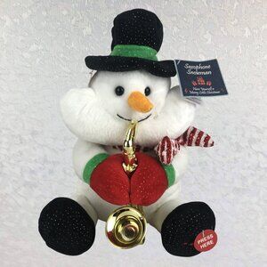 Cuddle Barn Animatronic Christmas Musical Saxophone Snowman Plush Light-Up NWT